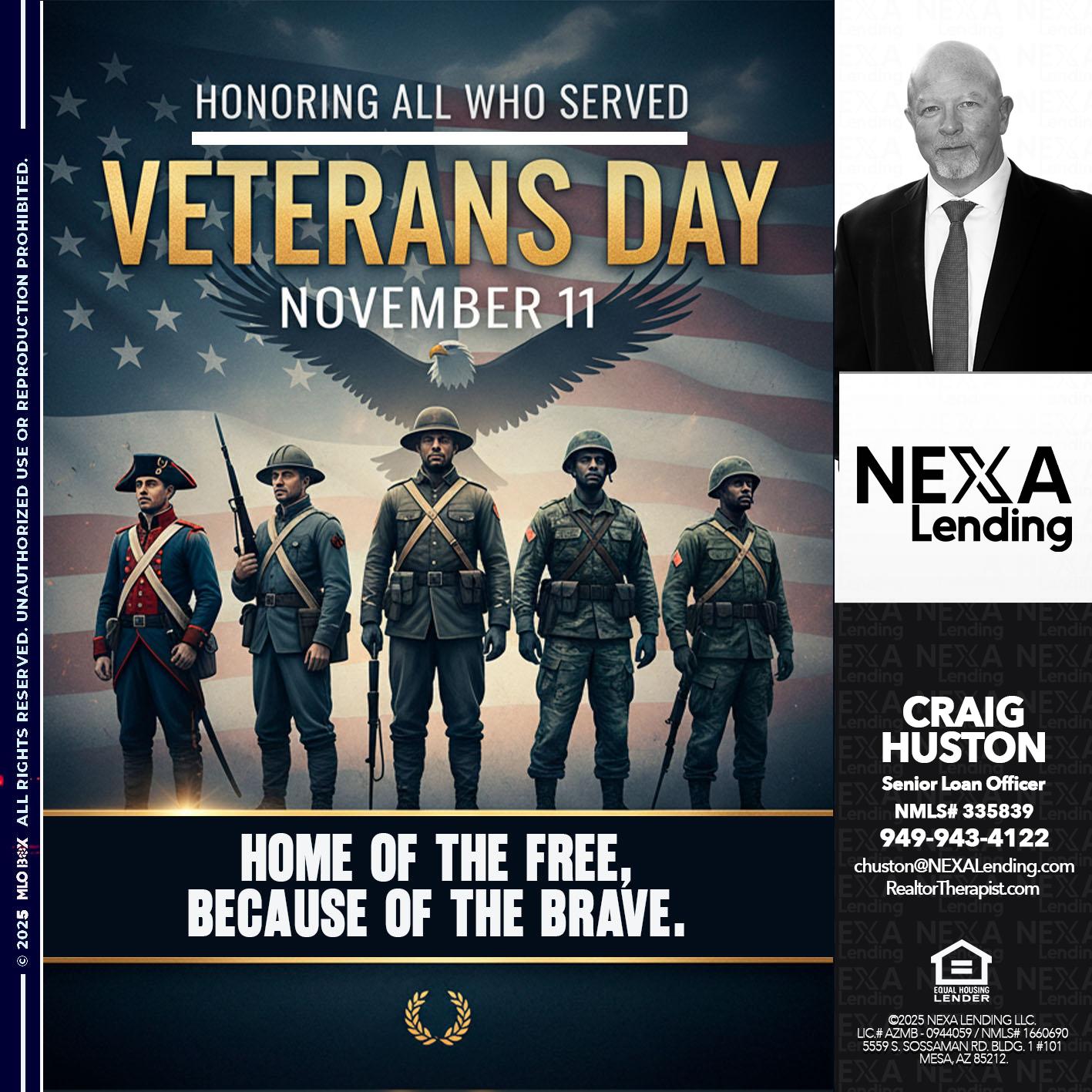 VETERANS DAY - Craig Huston -Senior Loan Officer
