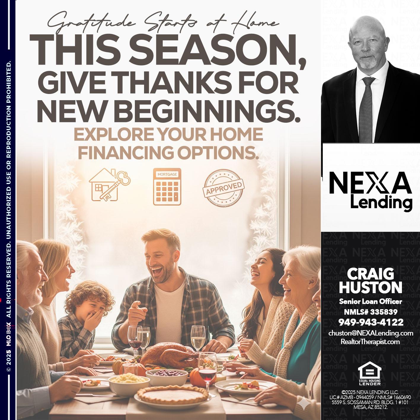 THIS SEASON - Craig Huston -Senior Loan Officer