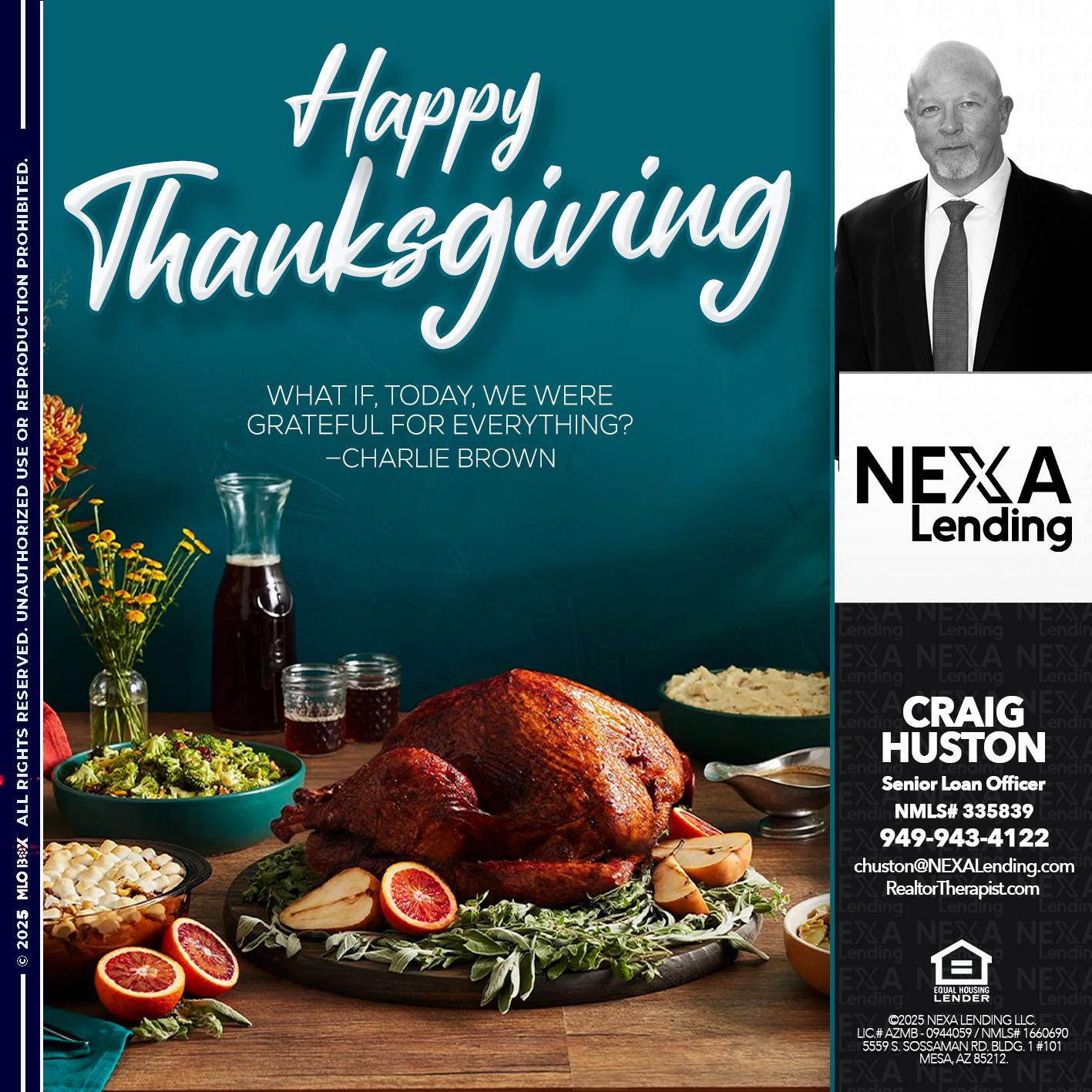 happy Thanksgiving - Craig Huston -Senior Loan Officer