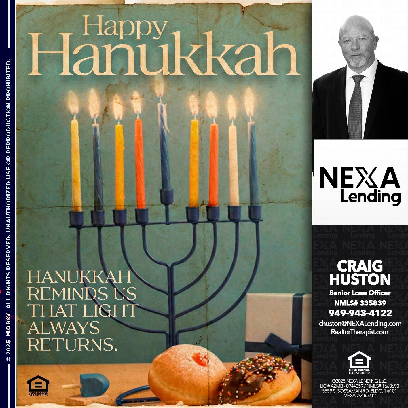 happy Hanukkah - Craig Huston -Senior Loan Officer