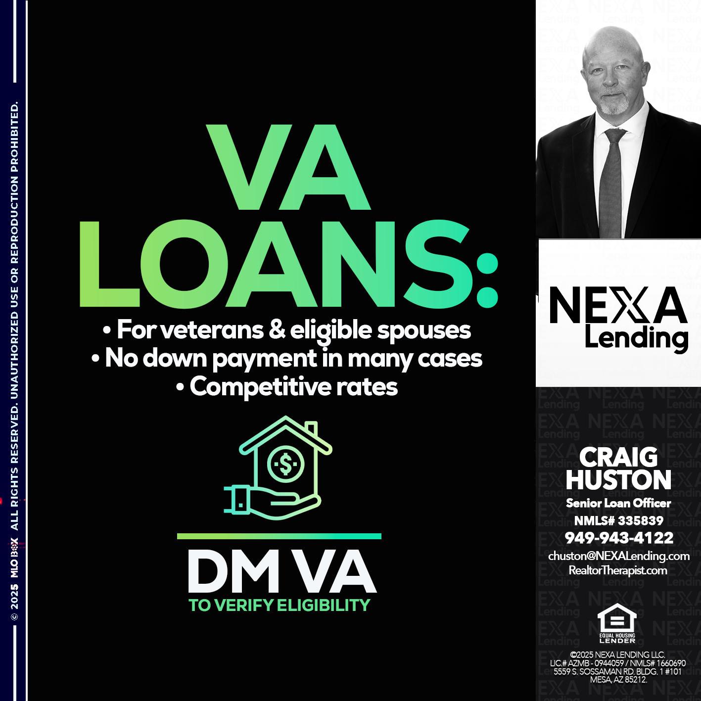 VA LOANS - Craig Huston -Senior Loan Officer