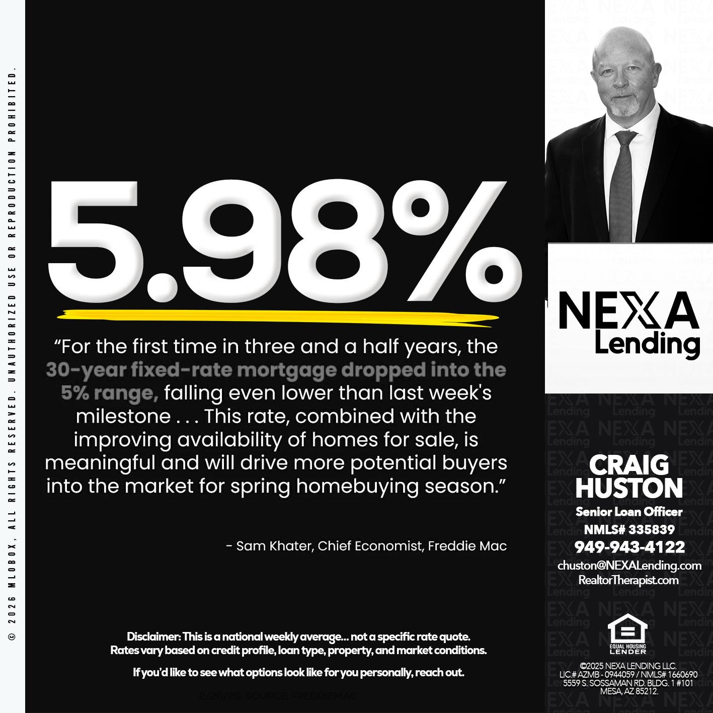 5.98% - Craig Huston -Senior Loan Officer